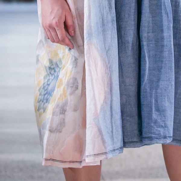 【Maku Textile】Sefid藍靛睡蓮洋裝_小渕裕染製 手織,手紡紗,洋裝,泥染,弁柄染,礦物染,卡蒂棉