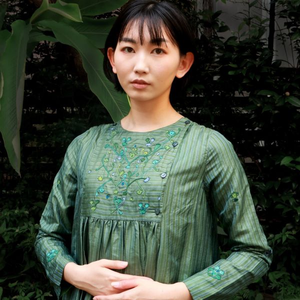 【Maku Textile】CURRASOW洋裝 手織,手紡紗,洋裝,蠶絲,植物染,草木染