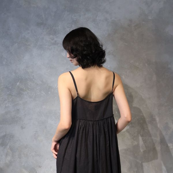 【Maku Textile】GATHERED SLIP_673/SC 手織,手紡紗,洋裝,蠶絲,植物染,草木染