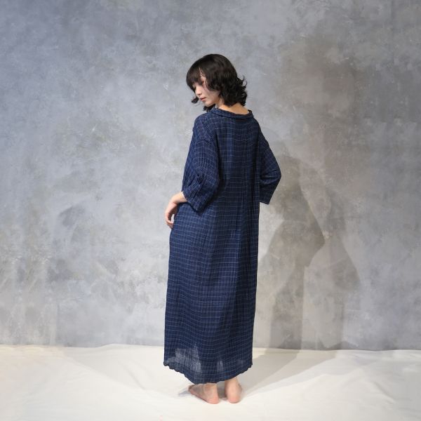 【Maku Textile】NOOR_656 手織,手紡紗,洋裝,蠶絲,植物染,草木染