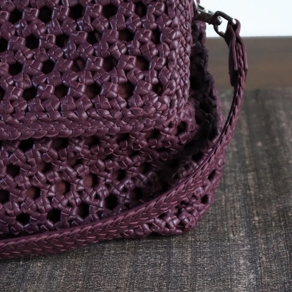 【Allan K】Caroline Large 皮革編織包（葡萄酒紫） 皮包,皮革,皮革編織,羊皮,肩背包,手工皮革編織,手工,包包