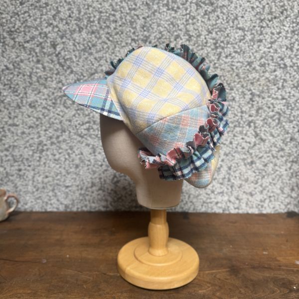 【Studio Phronesis】海葵帽＿黃粉格紋拼接 