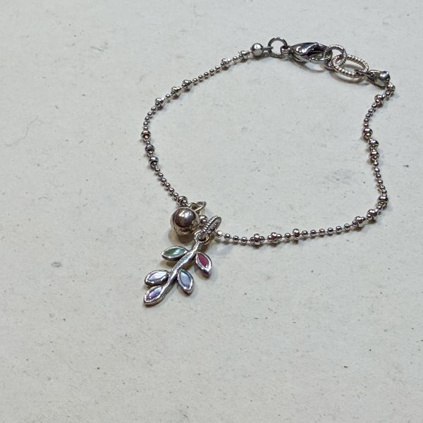 【藍珊瑚】純銀微鑲彩色貝殼手鍊 純銀,手鍊,海洋廢物,魚骨,骨頭,藍珊瑚