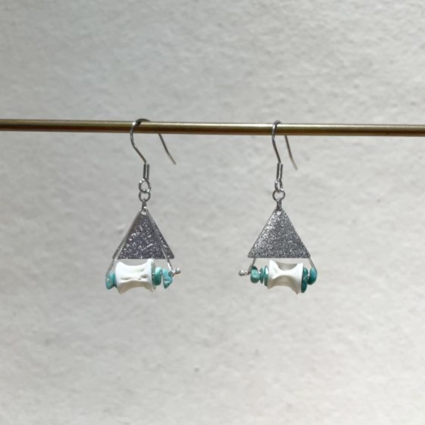【藍珊瑚】鰹魚骨頭耳環 貝殼,項鍊,海洋廢物,魚骨,骨頭,魚鱗,藍珊瑚,珊瑚
