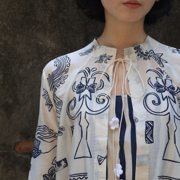 【AHMEV】Kalina罩衫 手織,手紡紗,洋裝,蠶絲,錢德里綢,Chanderi