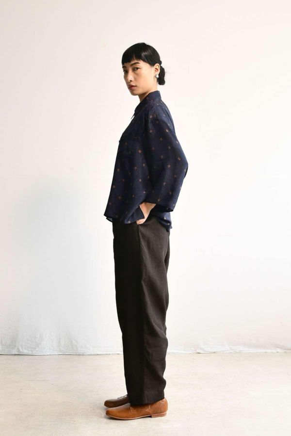 【Maku Textile】OSCAR襯衫 手織,手紡紗,上衣,蠶絲,絲,植物染,草木染