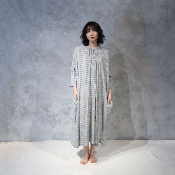 【Maku Textile】AMCO_651 手織,手紡紗,洋裝,蠶絲,植物染,草木染