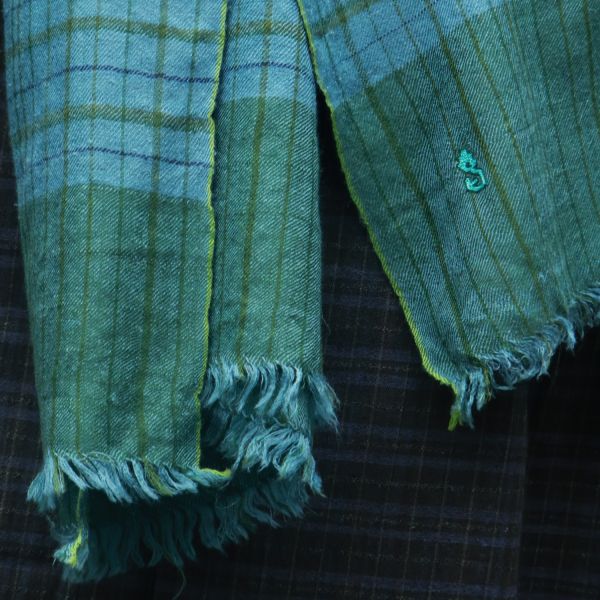 【Maku Textile】POND圍巾 手織,手紡紗,圍巾,棉,植物染,草木染