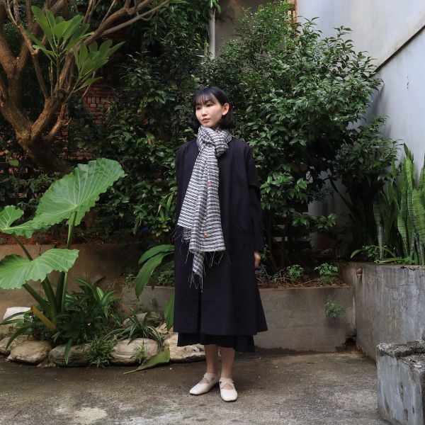 【Maku Textile】MAE圍巾 手織,手紡紗,圍巾,絲,植物染,草木染