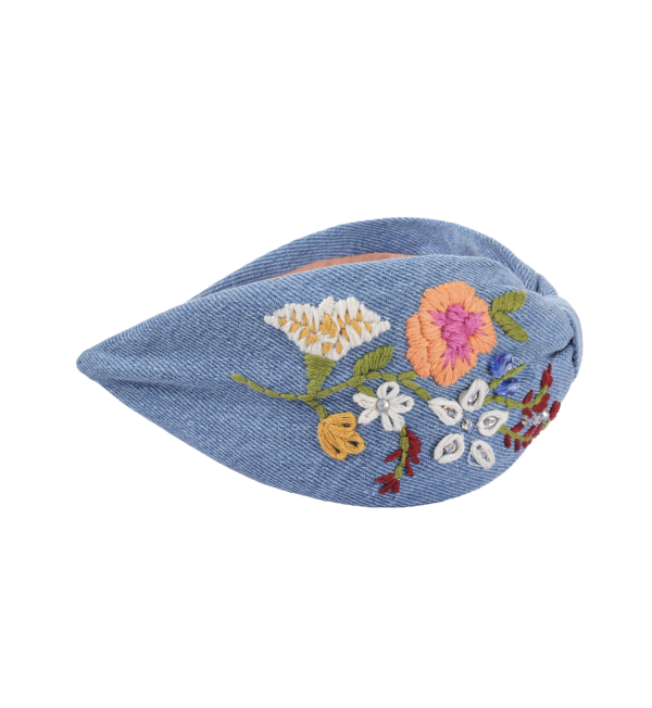 【Namjosh】手工珠繡髮箍＿單寧小花 髮夾、髮飾、手工刺繡