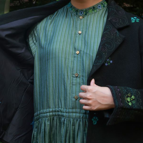 【Maku Textile】ARTHUR夾克外套 手織,手紡紗,洋裝,羊毛,蠶絲,美麗諾羊毛,植物染,草木染