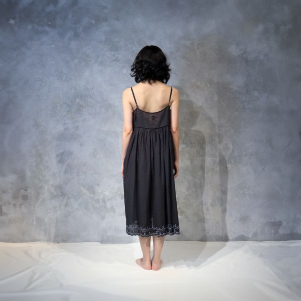 【Maku Textile】GATHERED SLIP_673/SC 手織,手紡紗,洋裝,蠶絲,植物染,草木染