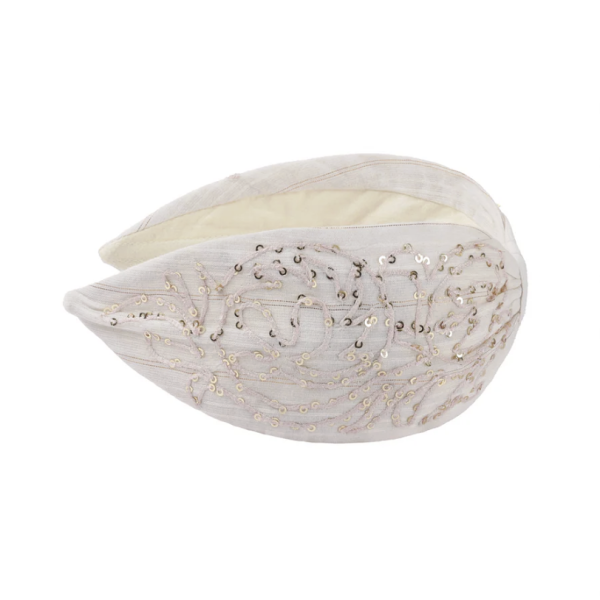 【Namjosh】手工珠繡髮箍＿白金自由曲線 髮夾、髮飾、手工刺繡