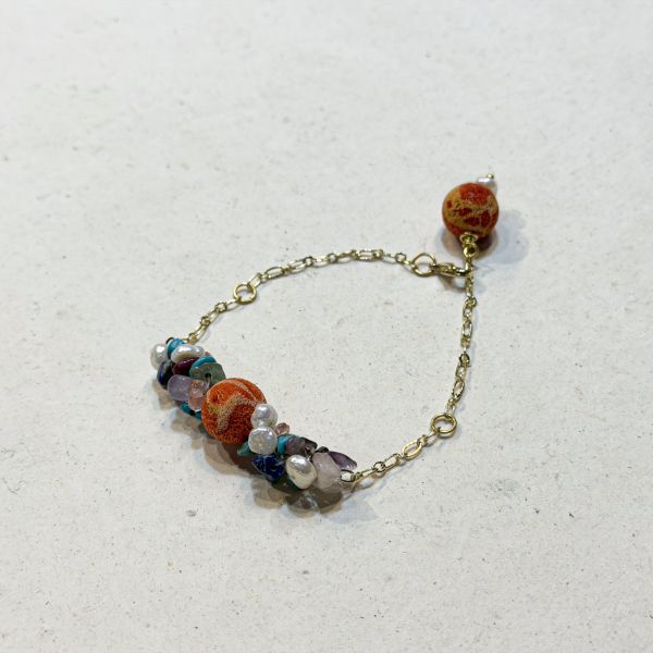 【藍珊瑚】嫣珊瑚手鍊 嫣珊瑚,手鍊,海洋廢物,魚骨,骨頭,藍珊瑚,珊瑚,銅鍍金