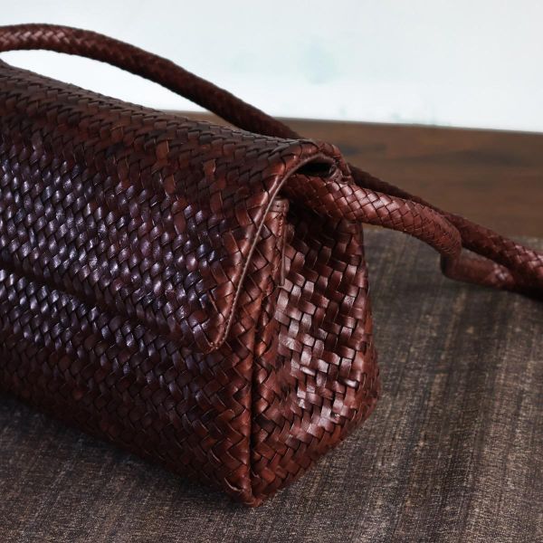【Allan K】Caroline DJ 皮革編織包（深棕色） 皮包,皮革,皮革編織,牛皮,肩背包,手工皮革編織,手工,包包