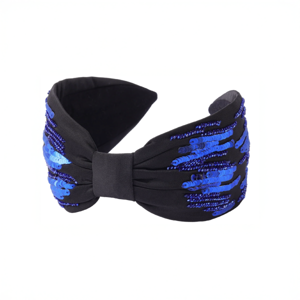 【Namjosh】手工珠繡髮箍＿藍色亮片 髮夾、髮飾、手工刺繡