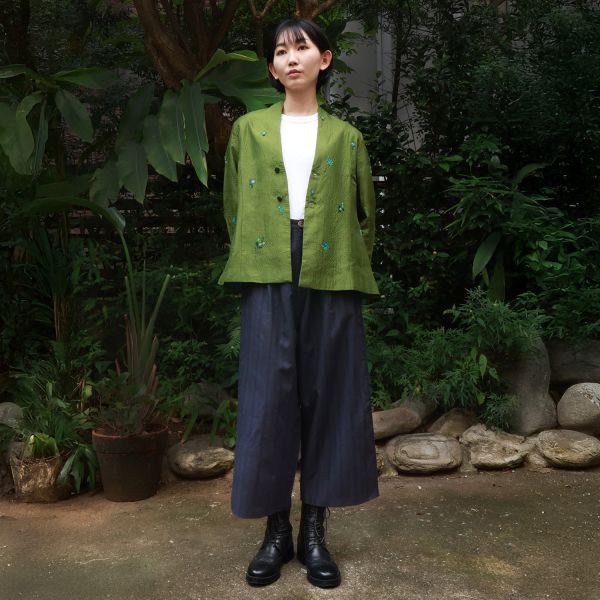 【Maku Textile】GINGKO棉毛長褲 手織,手紡紗,長褲,羊毛,植物染,草木染