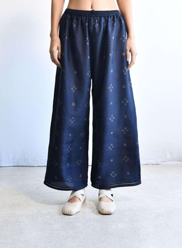 【Maku Textile】PAJAMA長褲_221/NAVY 手織,手紡紗,褲,絲,蠶絲,植物染,草木染