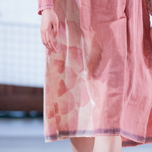 【Maku Textile】Pika春櫻睡蓮洋裝_小渕裕染製 手織,手紡紗,洋裝,泥染,弁柄染,礦物染,卡蒂棉,蠶絲