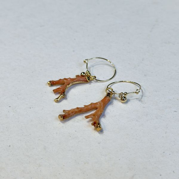 【藍珊瑚】樹枝狀嫣珊瑚耳環 嫣珊瑚,耳環,海洋廢物,魚骨,骨頭,藍珊瑚,珊瑚,銅鍍金