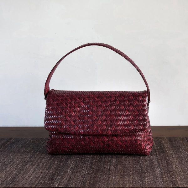 【Allan K】Caroline Large 皮革編織包（酒紅色） 皮包,皮革,皮革編織,牛皮,肩背包,手工皮革編織,手工,包包