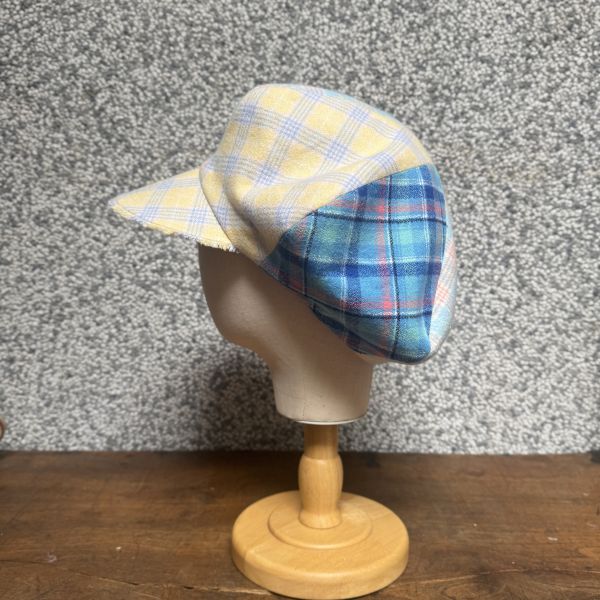 【Studio Phronesis】報童帽＿黃格紋拼接流蘇 
