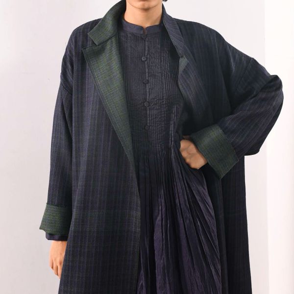 【Maku Textile】VINE 雙面大衣 手織,手紡紗,大衣,羊毛,植物染,草木染