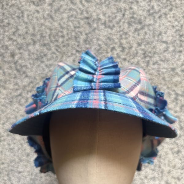 【Studio Phronesis】海葵帽＿藍粉格紋拼接 