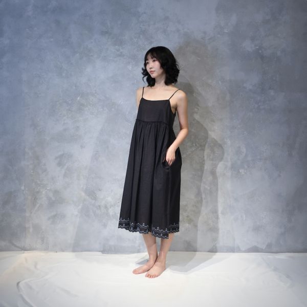 【Maku Textile】GATHERED SLIP_673/SC 手織,手紡紗,洋裝,蠶絲,植物染,草木染