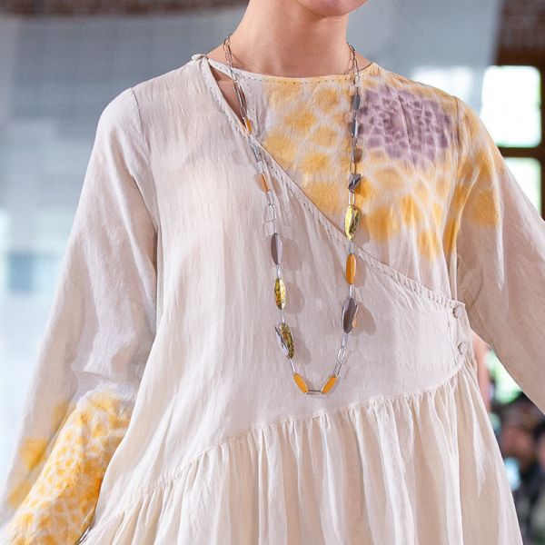 【Maku Textile】Indu鬱金睡蓮洋裝_小渕裕染製 手織,手紡紗,洋裝,泥染,弁柄染,礦物染,卡蒂棉