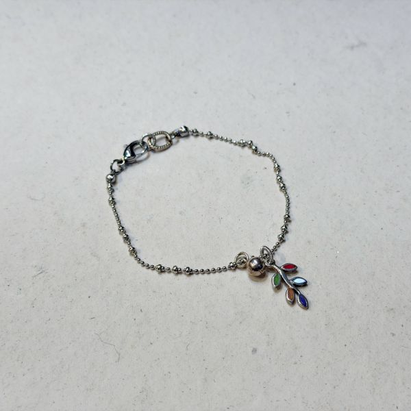 【藍珊瑚】純銀微鑲彩色貝殼手鍊 純銀,手鍊,海洋廢物,魚骨,骨頭,藍珊瑚