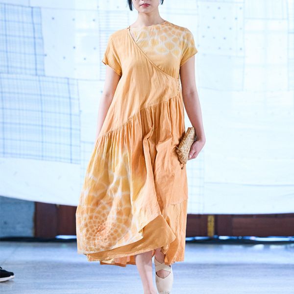 【Maku Textile】Indu鉄朱睡蓮洋裝_小渕裕染製 手織,手紡紗,洋裝,泥染,弁柄染,礦物染,卡蒂棉