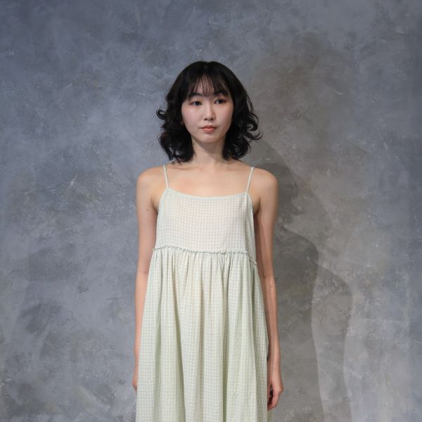 【Maku Textile】GATHERED SLIP_673/PM 手織,手紡紗,洋裝,蠶絲,植物染,草木染