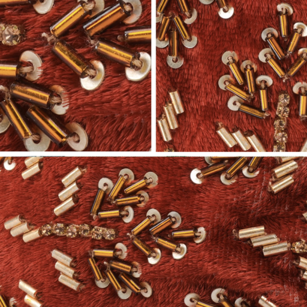 【Namjosh】手工珠繡髮箍＿橘色絨布金珠 髮夾、髮飾、手工刺繡