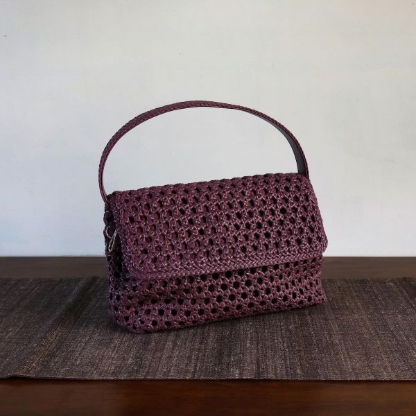 【Allan K】Caroline Large 皮革編織包（葡萄酒紫） 皮包,皮革,皮革編織,羊皮,肩背包,手工皮革編織,手工,包包