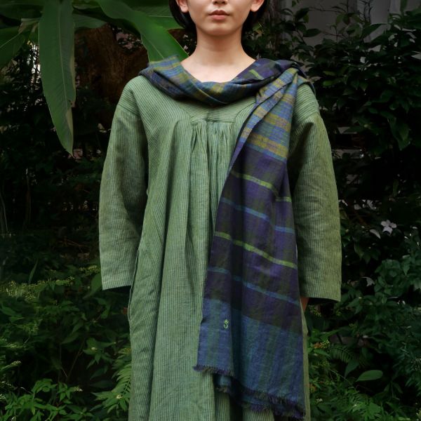 【Maku Textile】KELP圍巾 手織,手紡紗,圍巾,棉,植物染,草木染