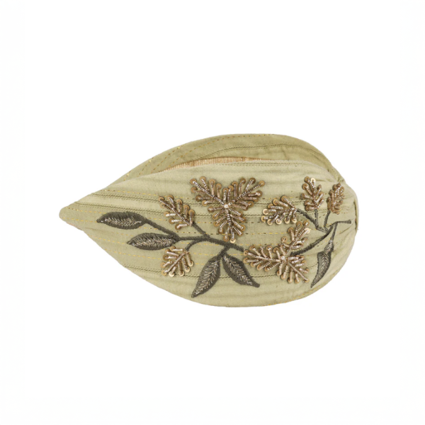 【Namjosh】手工珠繡髮箍＿橄欖綠金葉 髮夾、髮飾、手工刺繡