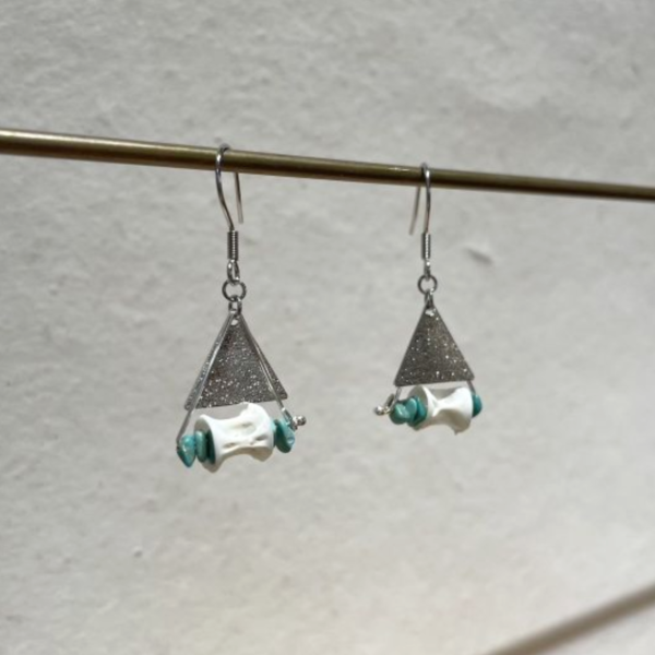 【藍珊瑚】鰹魚骨頭耳環 貝殼,項鍊,海洋廢物,魚骨,骨頭,魚鱗,藍珊瑚,珊瑚