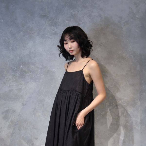 【Maku Textile】GATHERED SLIP_673/SC 手織,手紡紗,洋裝,蠶絲,植物染,草木染