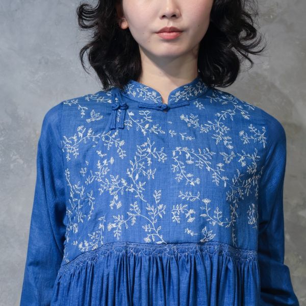 【Maku Textile】BAIJI_644 手織,手紡紗,洋裝,棉,植物染,草木染
