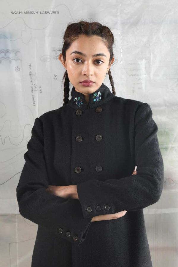 【Maku Textile】ANNIKA毛料大衣 手織,手紡紗,洋裝,蠶絲,植物染,草木染