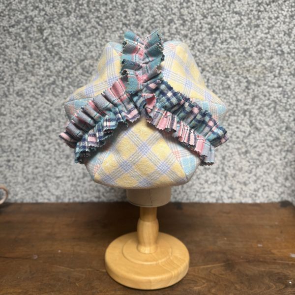 【Studio Phronesis】海葵帽＿黃粉格紋拼接 