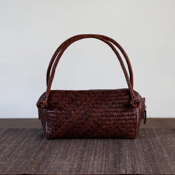 【Allan K】Wuxi Large 皮革編織包（深棕色） 皮包,皮革,皮革編織,牛皮,肩背包,手工皮革編織,手工,包包