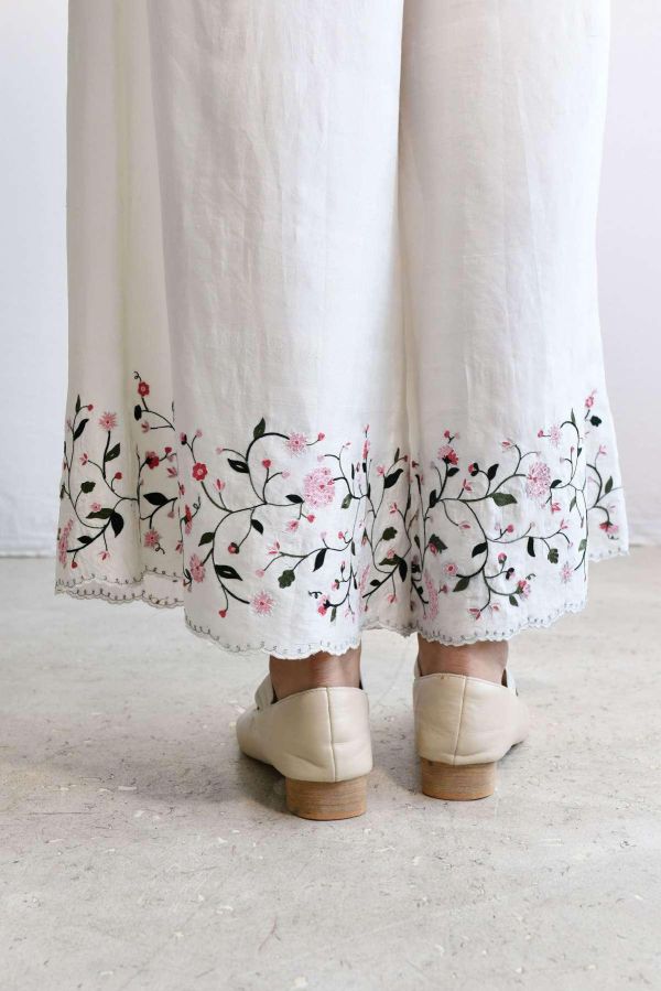 【Maku Textile】WIDE PAJAMA長褲_221/WH 手織,手紡紗,褲,絲,蠶絲,手織絲