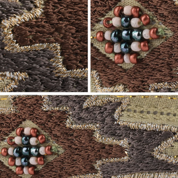 【Namjosh】手工珠繡髮箍＿橄欖綠棕色圖騰 髮夾、髮飾、手工刺繡