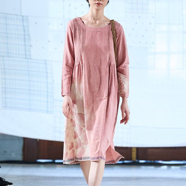 【Maku Textile】Pika春櫻睡蓮洋裝_小渕裕染製 手織,手紡紗,洋裝,泥染,弁柄染,礦物染,卡蒂棉,蠶絲