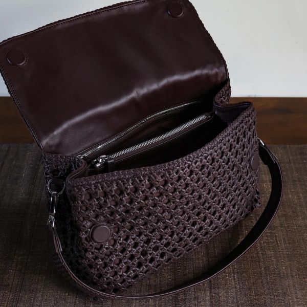 【Allan K】Caroline Large 皮革編織包（灰棕色） 皮包,皮革,皮革編織,羊皮,肩背包,手工皮革編織,手工,包包