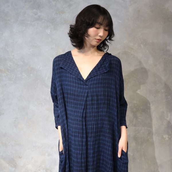 【Maku Textile】NOOR_656 手織,手紡紗,洋裝,蠶絲,植物染,草木染