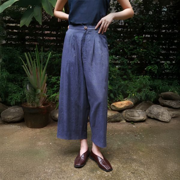 【Maku Textile】GINGKO棉毛長褲 手織,手紡紗,長褲,羊毛,植物染,草木染