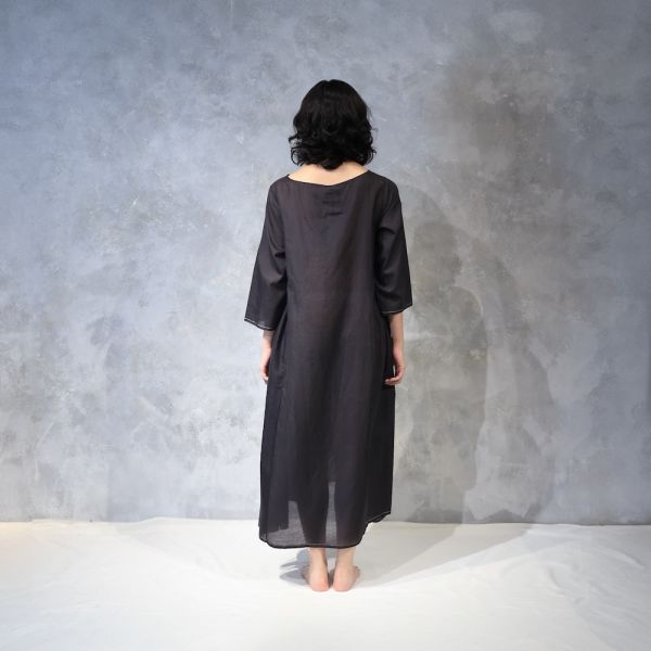 【Maku Textile】KAIPO_118/SC_A.EM/MING 手織,手紡紗,洋裝,蠶絲,植物染,草木染